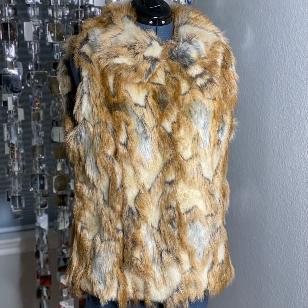 Rachel Zoe Golden Brown Faux Fur Vest